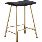 Azai Counter Stool in Black Leatherette & Gold Stainless Steel